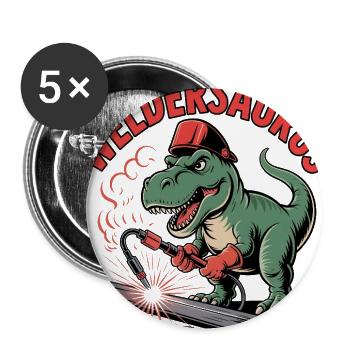 Weldersaurus Funny Dinosaur Welder Gift - Buttons large 2.2'' (5-pack) - white