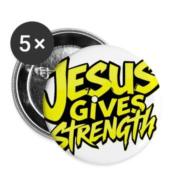 Jesus Gives Strength Streetwear Christian Gym Desi - Buttons large 2.2'' (5-pack) - white