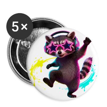 Neon Raccoon DJ Splash - Buttons large 2.2'' (5-pack) - white