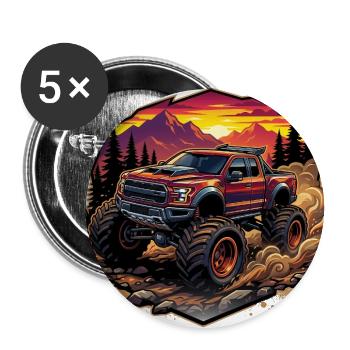 Monster Truck on Rugged Ridge Sunset - Buttons large 2.2'' (5-pack) - white