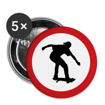 Skateboarding Icon Red Circle Sign - Buttons large 2.2'' (5-pack) - white