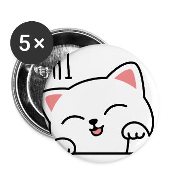 Hi Cat Minimal Cute Cat Face T-Shirt Funny Cat Gif - Buttons large 2.2'' (5-pack) - white