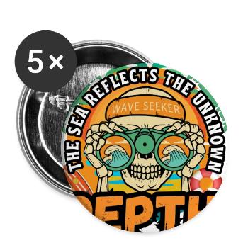 Depth Wave Seeker Skull - Buttons large 2.2'' (5-pack) - white