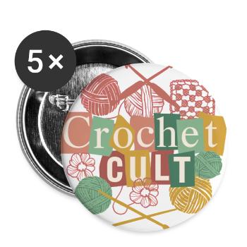 Crochet Cult Funny Yarn Knitting Crafter - Buttons large 2.2'' (5-pack) - white