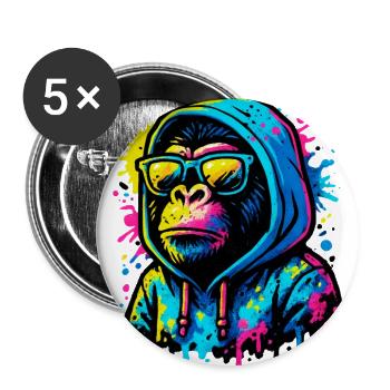 Neon Gorilla Hoodie Splash - Buttons large 2.2'' (5-pack) - white