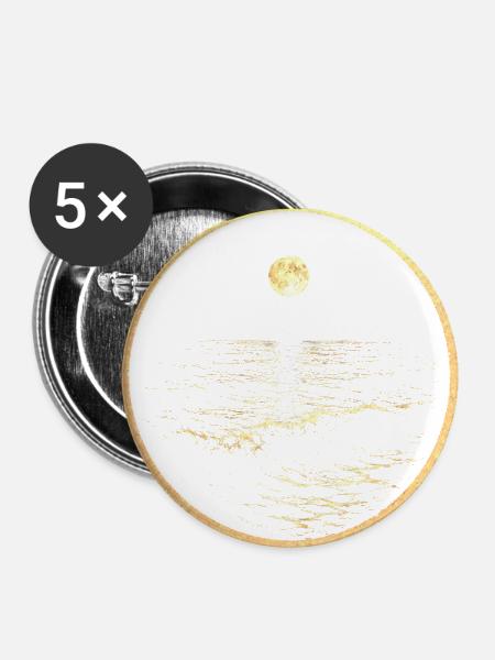 Moonlit Golden Sea Circle - Buttons large 2.2'' (5-pack) - white