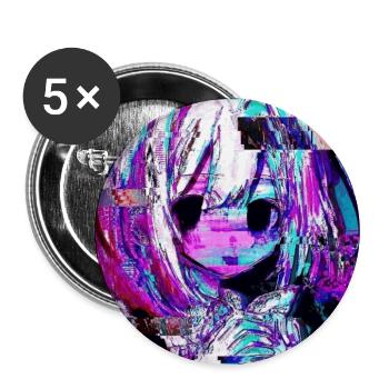 Glitch Doll Hollow Eyes - Buttons large 2.2'' (5-pack) - white