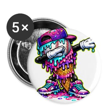Dripping Baseball Drip Boys Ice Cream Drip - Buttons large 2.2'' (5-pack) - white