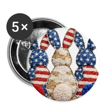 Patriotic Bunny Trio - Buttons large 2.2'' (5-pack) - white