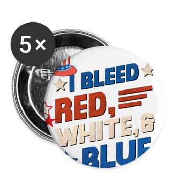 Bleed Red White Blue Patriotic - Buttons large 2.2'' (5-pack) - white