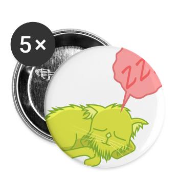 Lime Neon Sleepy Cat - Buttons large 2.2'' (5-pack) - white