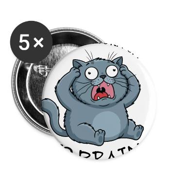 Anxious British Shorthair Cat - Buttons large 2.2'' (5-pack) - white