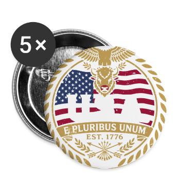 USA E Pluribus Unum Est 1776 Eagle Flag Crest - Buttons large 2.2'' (5-pack) - white