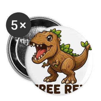 Tree Rex Funny Wooden Dinosaur - Buttons large 2.2'' (5-pack) - white