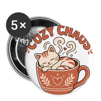 Napping in a Teacup - Buttons large 2.2'' (5-pack) - white