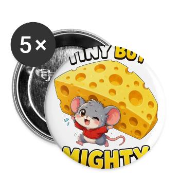 Tiny But Mighty Mouse and Cheese - Buttons large 2.2'' (5-pack) - white