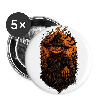 Fiery Pumpkin Scarecrow - Buttons large 2.2'' (5-pack) - white