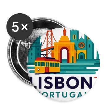 Lisbon Tranquil Tramscape - Buttons large 2.2'' (5-pack) - white