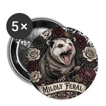 Feral Screaming Possum Floral Dark Academia  - Buttons large 2.2'' (5-pack) - white