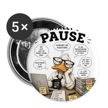 Mentally on Pause: Duck in Office - Buttons large 2.2'' (5-pack) - white