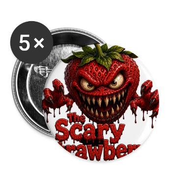 The Scary Strawberry - Horror Monster Fruit Shirt  - Buttons large 2.2'' (5-pack) - white