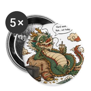 Lazy Dragon - Buttons large 2.2'' (5-pack) - white