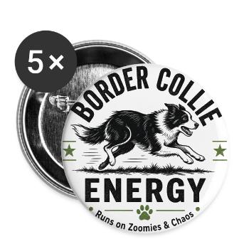 Border Collie Energy Patch - Buttons large 2.2'' (5-pack) - white