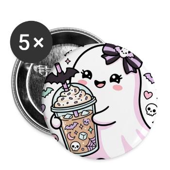 Kawaii Ghost Latte Halloween - Buttons large 2.2'' (5-pack) - white