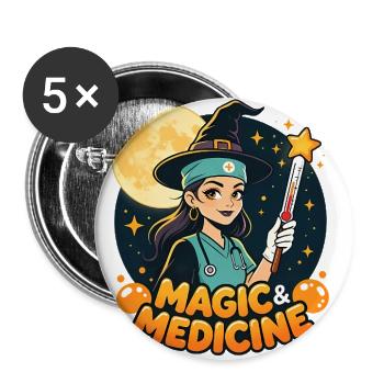 Magic & Medicine – Halloween Nurse & Medical Staff - Buttons large 2.2'' (5-pack) - white