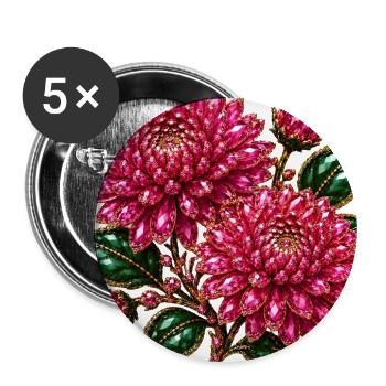 Crystal Pink Chrysanthemum Jewel - Buttons large 2.2'' (5-pack) - white
