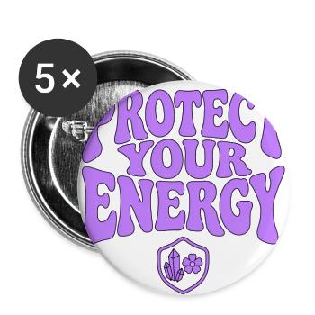 Protect Your Energy Retro Groovy Crystals - Buttons large 2.2'' (5-pack) - white