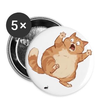 Funny Cat Panicking Over a Tiny Bug - Buttons large 2.2'' (5-pack) - white