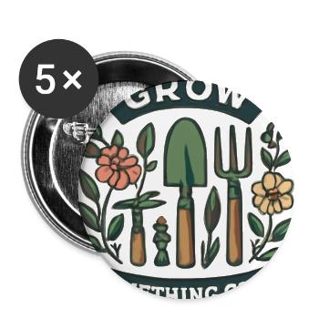 Grow Something Good Garden Tools Art - Buttons large 2.2'' (5-pack) - white