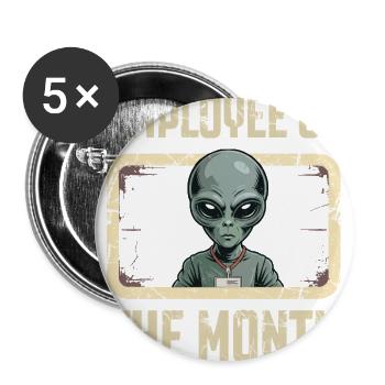 Employé extraterrestre du mois - Lot de 5 grands badges (2,2 po) - blanc - Devant
