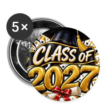 Class of 2027 Graduation Gold - Buttons large 2.2'' (5-pack) - white