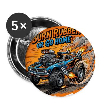 Burn Rubber Monster Truck - Buttons large 2.2'' (5-pack) - white
