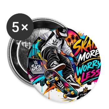 Skate_more- - Buttons large 2.2'' (5-pack) - white