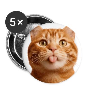 Playful Orange Cat Tongue Pop - Buttons large 2.2'' (5-pack) - white