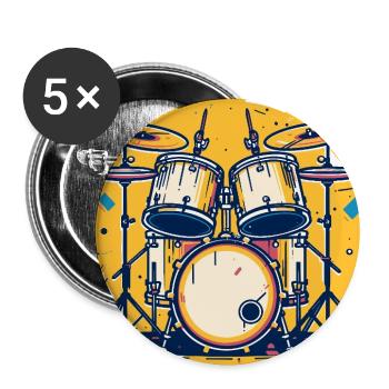 Drum Kit Comic - Buttons large 2.2'' (5-pack) - white