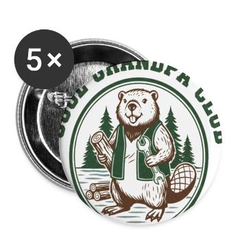Grandpa Club Beaver Workshop Logo - Buttons large 2.2'' (5-pack) - white