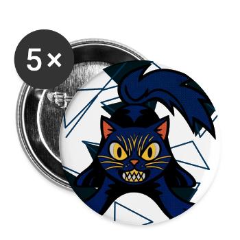 Midnight Blue Cat vs Geometry - Buttons large 2.2'' (5-pack) - white