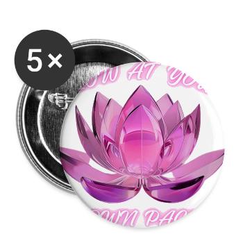 Grow At Your Own Pace Pink Neon Crystal Lotus - Buttons large 2.2'' (5-pack) - white