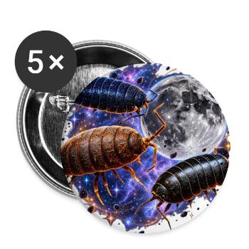 Cosmic Pill Bugs Orbit Moon - Buttons large 2.2'' (5-pack) - white