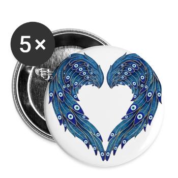 Evil Eye Angel Wings Heart Amulet - Buttons large 2.2'' (5-pack) - white