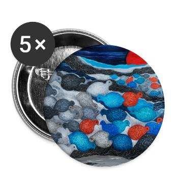 Sunset Flock in Blue Tide - Buttons large 2.2'' (5-pack) - white