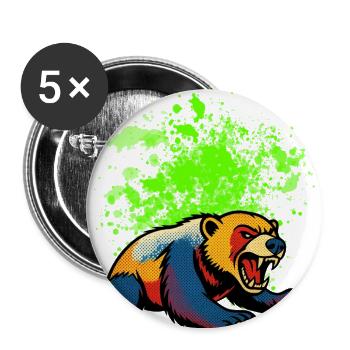 Neon Bear PopArt Splash - Buttons large 2.2'' (5-pack) - white