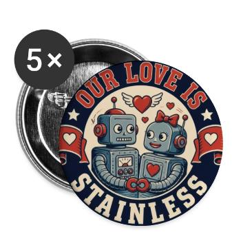 Stainless Love Robots - Buttons large 2.2'' (5-pack) - white