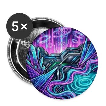 Neon Circuit Crystal Realm - Buttons large 2.2'' (5-pack) - white