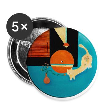 Abstract Cat Orbit Circle - Buttons large 2.2'' (5-pack) - white