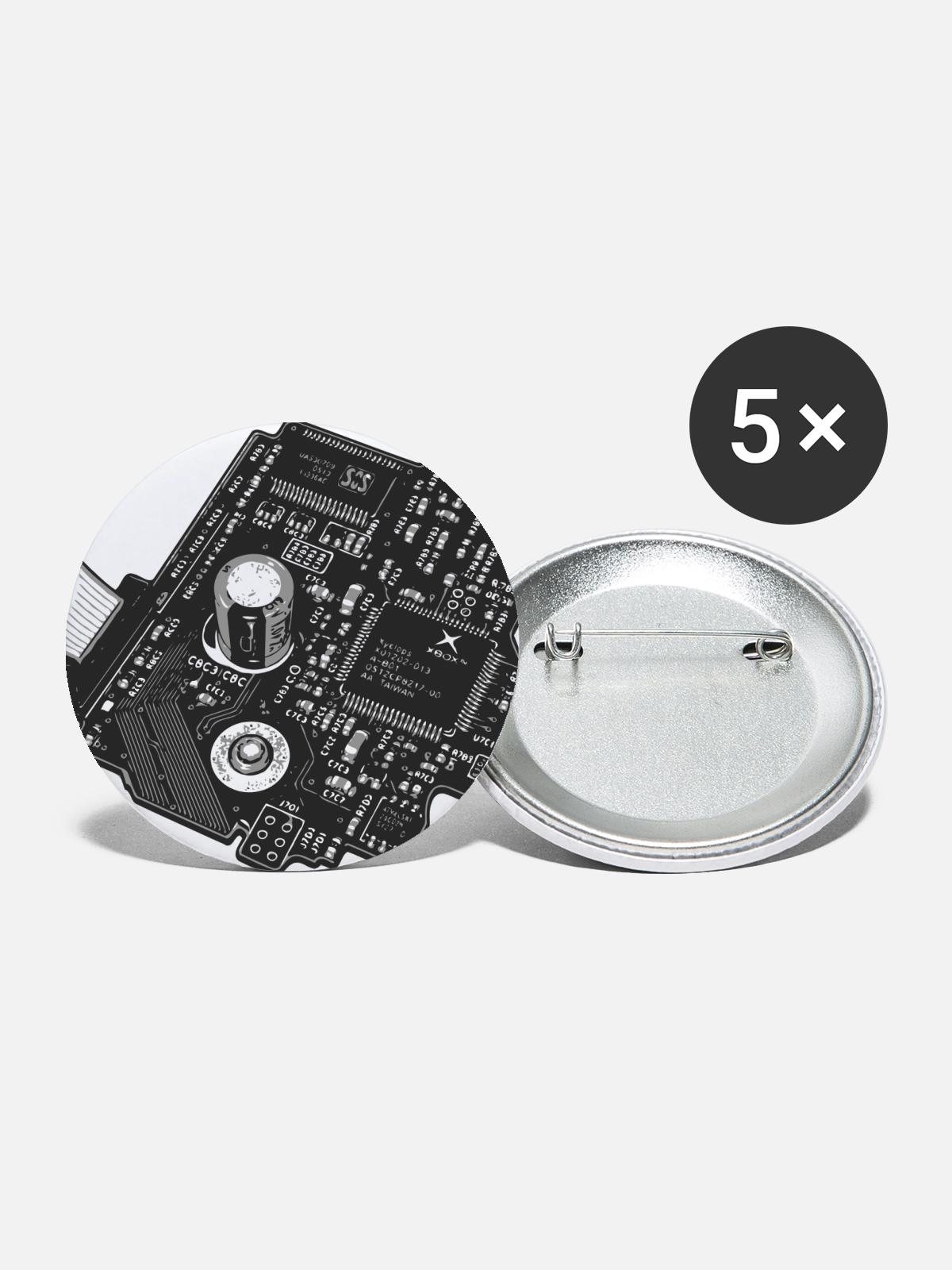 Circuitboard Noir - Buttons large 2.2'' (5-pack) - white